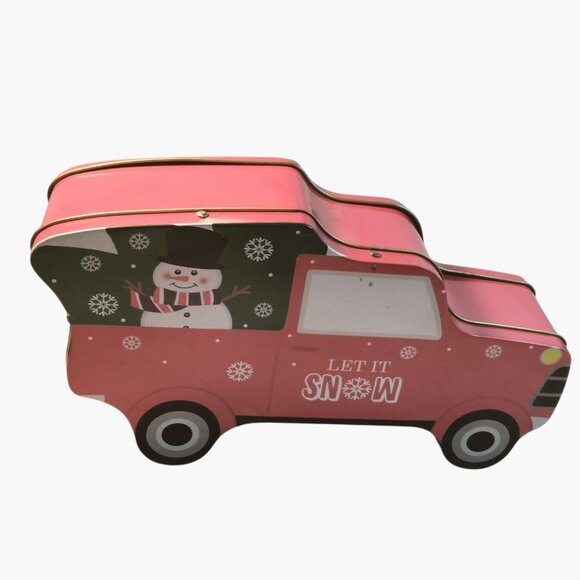 Truck Shaped Tin Container Let It Snow Winter Holiday Cookie Container Canister - Picture 2 of 10